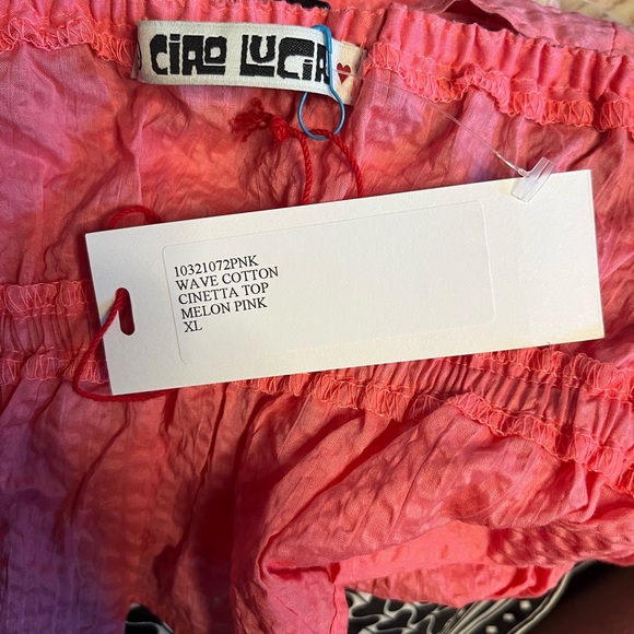 NWT Ciao Lucia! Cinetta Top. Wave Cotton in Melon Pink. Size XL. - Picture 6 of 7